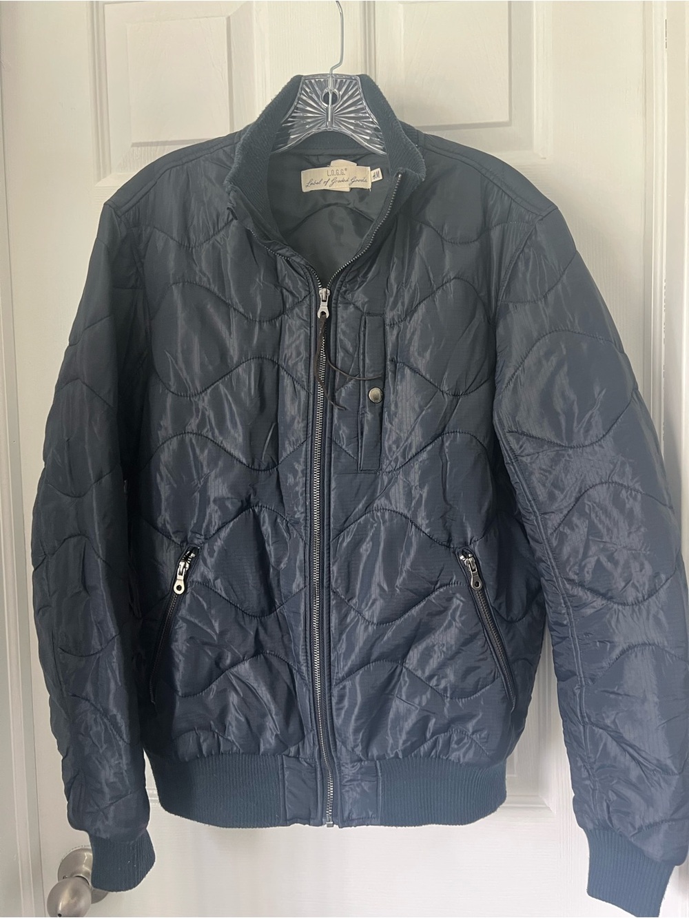 H&M Navy Quilted Bomber Jacket